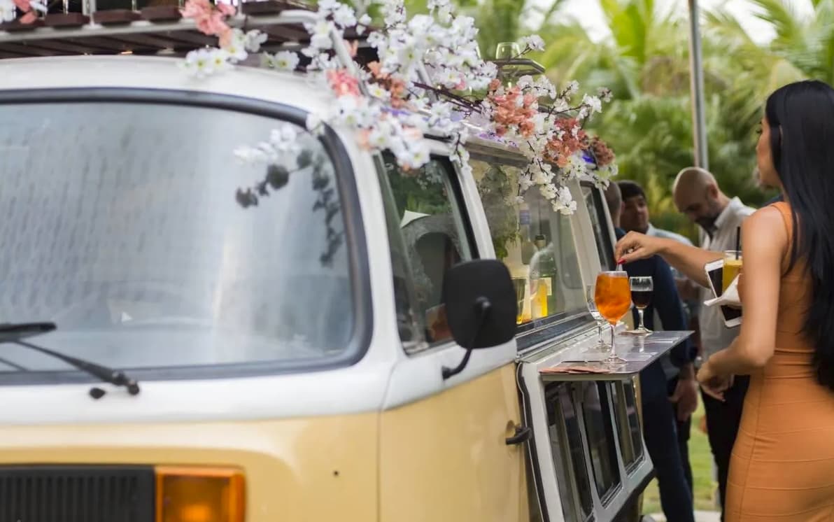 VW T2 bar truck with cherry blossom decoration